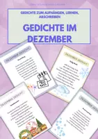 Vorschau - Arbeitsblätter - 4 Gedichte für den Monat DEZEMBER zum Auswendiglernen ab der 2.Kl - Deckblatt