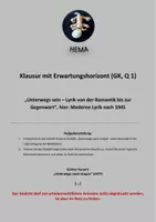 Vorschau - Klassenarbeiten - Lyrik: Klausur mit EWH: G. Kunert "Unterwegs nach Utopia" - Deckblatt