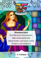 Vorschau - Test - Klassenarbeit - Lysandra und Cedric đ°â¨ Ein Märchen fortsetzen, Märchenmerkmale, Lehre und Moral mit EWH - Deckblatt