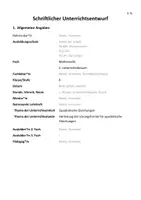 Vorschau - Stundenentwürfe - Unterrichtsentwurf Mathematik 8 quadratische Gleichungen komplett - Seite 1