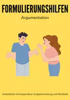 Vorschau - Arbeitsblätter - Formulierungshilfen Argumentation - Gruppenarbeit - Deckblatt