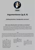 Vorschau - Arbeitsblätter - Argumentieren (Jg 8): Abschlussfahrt Gardasee? - Deckblatt