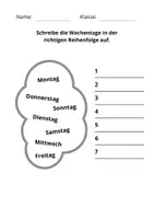 Vorschau - Arbeitsblätter - Die Wochentage - 1. Klasse - Sachunterricht - Seite 1