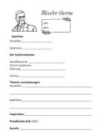 Vorschau - Arbeitsblätter - Theodor Storm Steckbrief mit Lösungen - Deckblatt