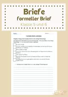 Vorschau - Arbeitsblätter - Briefe schreiben: formeller Brief (Klasse 5/6) - Deckblatt