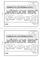 Vorschau - Arbeitsblätter - Übungsheft wörtliche Rede (vorangestellter Redebegleitsatz) - Seite 1