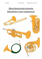 Vorschau - Mal- und Bastelvorlagen - Instrumentenbilder Blechblasinstrumente (detailliert und realistisch) - Deckblatt