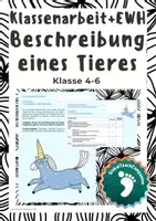 Vorschau - Arbeitsblätter - Klassenarbeit+EWH - Tierbeschreibung - Einhorn - Deckblatt