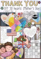 Vorschau - Mal- und Bastelvorlagen - THANK YOU - 3D heart craftivity - Mother's Day - Deckblatt