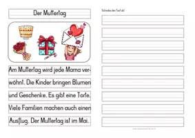 Vorschau - Anderer Materialtyp - Muttertag - Differenzierte Tafel-, Ansage und Abschreibtexte - Seite 1