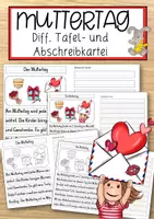 Vorschau - Anderer Materialtyp - Muttertag - Differenzierte Tafel-, Ansage und Abschreibtexte - Deckblatt