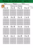 Aperçu - Feuilles d'exercices - Champs de multiplication 1 x 1 GRATUITS - multiplier les mathématiques - Page 1