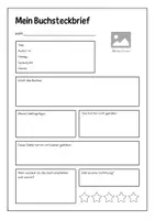 Vorschau - Arbeitsblätter - Buchsteckbrief - Vorlage - Deckblatt