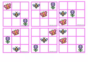 Vista previa - Tarjetas / Manipulativos - Atención cuadrícula - primavera - página 2