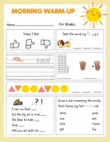 Aperçu - Préparation de séance / Séance complète - English Morning Warm-Up Worksheet +5 fiches d'activités - Page 1