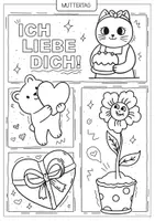 Vorschau - Mal- und Bastelvorlagen - Muttertag Ausmalbilder 💕 | Perfektes Muttertagsgeschenk 🌹 - Seite 1