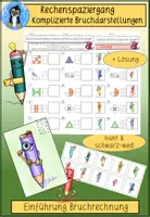 Vorschau - Arbeitsblätter - Rechenspaziergang Komplizierte Brüche – Klasse 5 | Bildliche Darstellungen in Zahlenbrüche umsetzen | Mathe Grundschule - Deckblatt