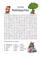 Vorschau - Arbeitsblätter - Suchsel zum Märchen Rotkäppchen / Buchstabengitter - Deckblatt