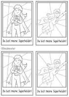 Vorschau - Mal- und Bastelvorlagen - Du bist mein Superheld / Superheldin / Danke - Mosaik Postkarte (auch: Muttertag Vatertag Geschenk) - Seite 1