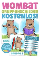 Vorschau - Lehrpläne/Lehrermaterial - Wombatklasse Klassentier Wombat Gruppenschilder Kostenlos Grundschule - Deckblatt