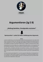 Vorschau - Unterrichtsreihen - Argumentieren (E 8): Entfaltung Argumente - Sponsorenlauf - Deckblatt