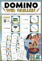 Vorschau - Spiele - Domino "Wir grillen" mit Arbeitsblatt - DaZ / DaF / Deutsch - Deckblatt