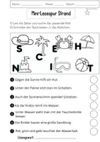 Vorschau - Arbeitsblätter - Lesespur Strand Deutsch Lesen Grundschule - Seite 1