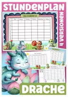 Vorschau - Mal- und Bastelvorlagen - Drachenklasse Klassentier Drache Stundenplan - Deckblatt