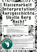 Vorschau - Klassenarbeiten - Klassenarbeit+EWH - Kurzgeschichte Sibylle Berg "Nacht" - Deckblatt