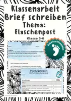 Vorschau - Test - Klassenarbeit +EWH, Brief schreiben, Flaschenpost - Deckblatt