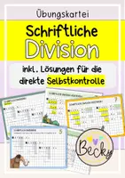 Vorschau - Aufgabenkarten - Schriftliche Division Übungskartei (Aufgabenkarten) - Deckblatt