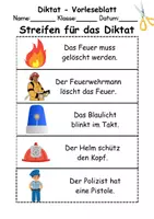 Vorschau - Arbeitsblätter - GRATIS - Diktat Thema Feuerwehr - DaZ/DaF, Deutsch (Klasse 1 bis 4) - Seite 1