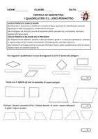 anteprima - Compiti in classe/Test - VERIFICA DI GEOMETRIA (I quadrilateri e i loro perimetri) - Pagina 1