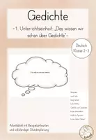 Vorschau - Arbeitsblätter - Gedichte (Sommer/Herbst): (1) Das wissen wir schon über Gedichte - Vorwissen & Präkonzepte - Deckblatt