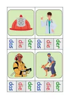 Vorschau - Arbeitsblätter - Feuerwehr Klammerkarten mit Lösung - DaZ/DaF, Deutsch (Klasse 1 und 2) - Seite 1