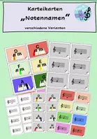 Vorschau - Merkblätter - Karteikarten Notennamen lernen - Violinschlüssel - verschiedene Varianten - Deckblatt