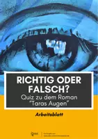 Vorschau - Arbeitsblätter - Quiz mit 12 Aussagen zum Roman "Taras Augen" (K. Bendixen) - Deckblatt