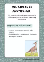 Vista previa - Hojas de trabajo - Tablas de Multiplicar dinosaurio - Portada