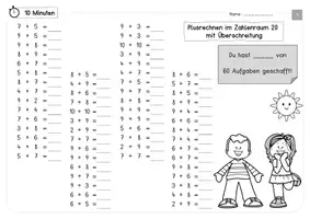 Vorschau - Arbeitsblätter - Rechentraining - ZR 20 - Plusrechnungen mit Überschreitung - Automatisieren und Festigen - Seite 3
