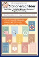 Vorschau - Poster - Stationsschilder bunt - für Aufsteller / Stehrahmen: Tipp / Hilfe / Kontrolle u.v.m. - Deckblatt