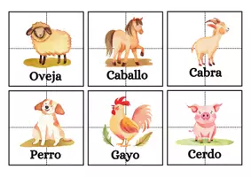 Vista previa - Tarjetas / Manipulativos - Flashcards animales de la granja puzzle - Portada