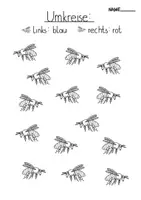 Vorschau - Arbeitsblätter - Rechts oder links - 2 Übungen mit Bienen & Marienkäfern - Seite 1