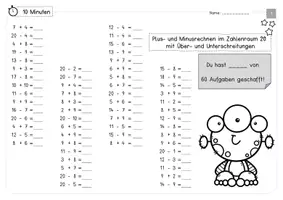 Vorschau - Arbeitsblätter - FREEBIE - Rechentraining - Plus und Minus - ZR 20 - MIT Über- und Unterschreitung - Seite 3