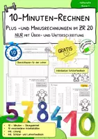 Vorschau - Arbeitsblätter - FREEBIE - Rechentraining - Plus und Minus - ZR 20 - MIT Über- und Unterschreitung - Deckblatt