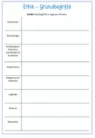 Vorschau - Arbeitsblätter - Übersicht: Grundbegriffe Ethik Oberstufe - Deckblatt