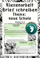 Vorschau - Arbeitsblätter - Klassenarbeit +EWH - Brief schreiben - Familie, neue Schule - Deckblatt