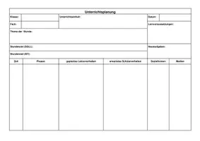 Vorschau - Stundenentwürfe - Stundenverlaufsplanung Vorlagen (verschiedene Versionen) - Deckblatt