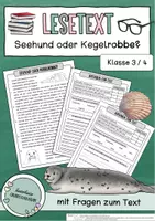 Vorschau - Arbeitsblätter - Seehund oder Kegelrobbe? - Lesehäppchen / Lesetext mit Fragen / VERA-Vorbereitung /Leseverstehen Grundschule Klasse 3–4 - Deckblatt