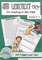 Vorschau - Arbeitsblätter - Ein Ausflug in den Park - Lesehäppchen / Lesetext mit Fragen / VERA-Vorbereitung /Leseverstehen Grundschule Klasse 3–4 - Deckblatt