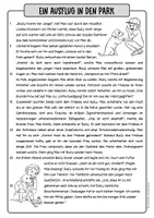 Vorschau - Arbeitsblätter - Ein Ausflug in den Park - Lesehäppchen / Lesetext mit Fragen / VERA-Vorbereitung /Leseverstehen Grundschule Klasse 3–4 - Seite 2